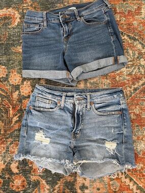 Old Navy Blue Denim Women's Shorts Duo - Cuffed & Distressed